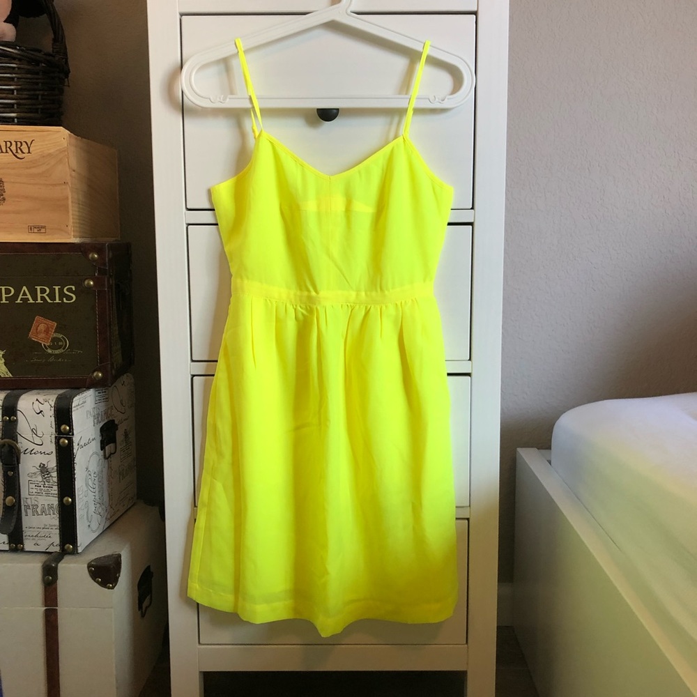 J.crew neon yellow cami dress, never worn. NWOT